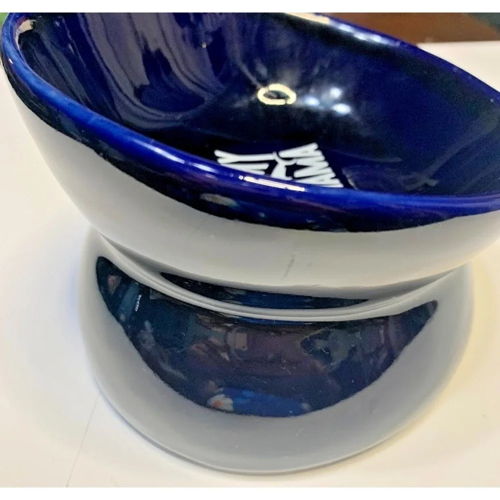 Tommy Bahama Small Pet Bowl Dish Raised Elevated Small Stonewear Cobalt‎ Blue